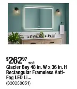 The Home Depot Glacier Bay 48 in. W x 36 in. H Rectangular Frameless Anti-Fog LED Light Wall Bathroom Vanity Mirror offer