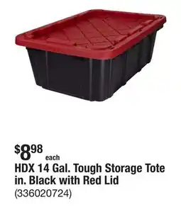 The Home Depot HDX 14 Gal. Tough Storage Tote in. Black with Red Lid offer