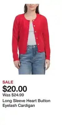 TJ Maxx Long Sleeve Heart Button Eyelash Cardigan offer
