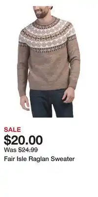 TJ Maxx Fair Isle Raglan Sweater offer