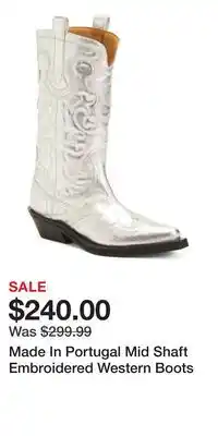 TJ Maxx Made In Portugal Mid Shaft Embroidered Western Boots offer