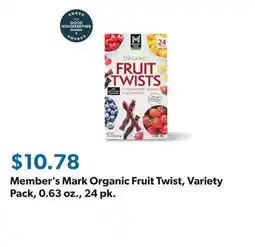 Sam's Club Member's Mark Organic Fruit Twist, Variety Pack, 0.63 oz., 24 pk offer