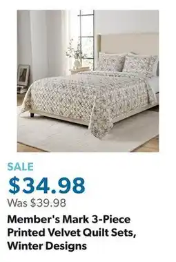 Sam's Club Member's Mark 3-Piece Printed Velvet Quilt Sets, Winter Designs offer