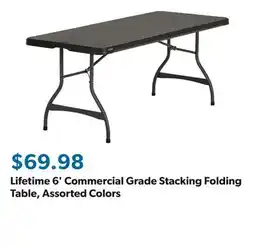 Sam's Club Lifetime 6' Commercial Grade Stacking Folding Table, Assorted Colors offer