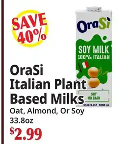 Ocean State Job Lot OraSi Italian Plant Based Milks offer