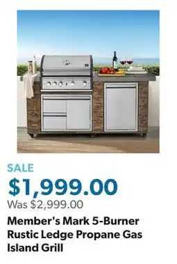 Sam's Club Member's Mark 5-Burner Rustic Ledge Propane Gas Island Grill offer