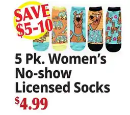 Ocean State Job Lot 5 Pk. Women's No-show Licensed Socks offer