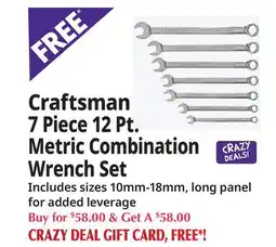 Ocean State Job Lot Craftsman 7 Piece 12 Pt. Metric Combination Wrench Set offer