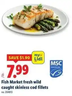Lidl Fish Market fresh wild caught skinless cod fillets offer