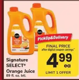 Safeway Signature Select Orange Juice offer