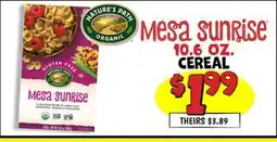 Ollie's NATURE'S PATH ORGANIC 10.6 OZ. CEREAL offer