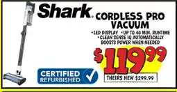 Ollie's Shark CORDLESS PRO VACUUM offer