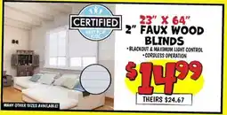Ollie's 2 FAUX WOOD BLINDS offer