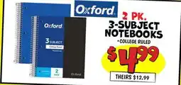 Ollie's Oxford 2 PK. 3-SUBJECT NOTEBOOKS offer