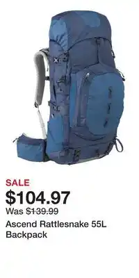 Cabela's Ascend Rattlesnake 55L Backpack offer