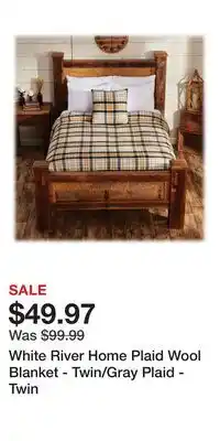 Cabela's White River Home Plaid Wool Blanket - Twin/Gray Plaid - Twin offer
