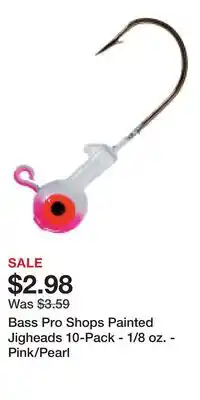 Cabela's Bass Pro Shops Painted Jigheads 10-Pack - 1/8 oz. - Pink/Pearl offer