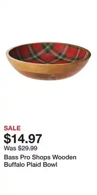 Cabela's Bass Pro Shops Wooden Buffalo Plaid Bowl offer