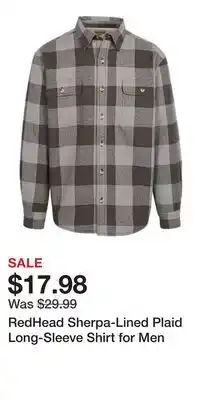 Cabela's RedHead Sherpa-Lined Plaid Long-Sleeve Shirt for Men offer