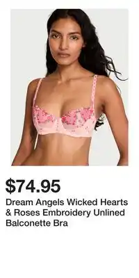 Victoria's Secret Dream Angels Wicked Hearts & Roses Embroidery Unlined Balconette Bra offer