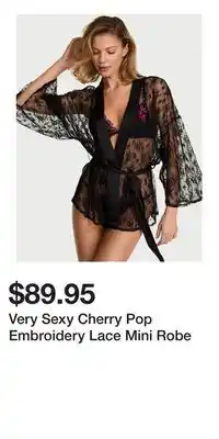 Victoria's Secret Very Sexy Cherry Pop Embroidery Lace Mini Robe offer