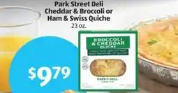 Aldi Park Street Deli Cheddar & Broccoli or Ham & Swiss Quiche offer