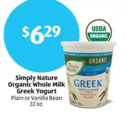 Aldi Simply Nature Organic Whole Milk greek yogurt offer
