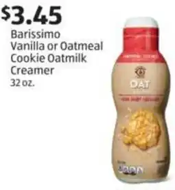 Aldi Barissimo Vanilla or Oatmeal Cookie Oatmilk Creamer offer