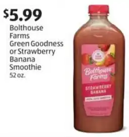 Aldi Bolthouse Farms Green Goodness or Strawberry Banana Smoothie offer