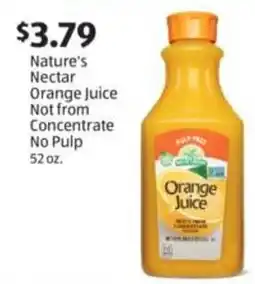 Aldi Nature's Nectar Orange Juice Not from Concentrate No Pulp offer