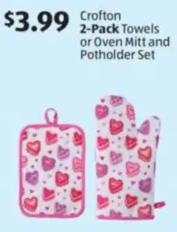 Aldi Crofton 2-Pack Towels or Oven Mitt and Potholder Set offer