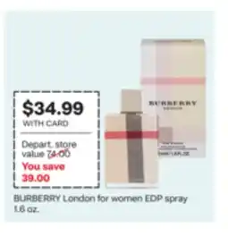 CVS BURBERRY London for women EDP spray 1.6 oz offer
