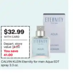 CVS CALVIN KLEIN Eternity for men Aqua EDT spray 3.3 oz offer