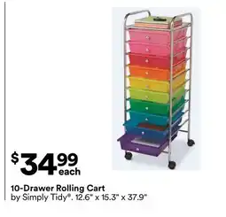 Michaels 10-Drawer rolling cart by Simply Tidy offer