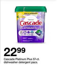 Target Cascade Platinum Plus 57-ct. dishwasher detergent pacs offer