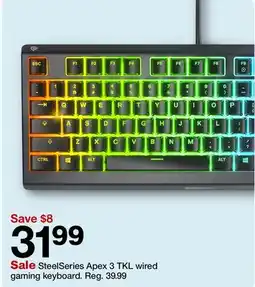 Target SteelSeries Apex 3 TKL wired gaming keyboard offer
