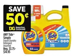 Dollar General Tide Simply Liquid Laundry Detergent offer