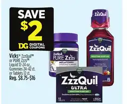 Dollar General Vicks ZzzQuil or PURE Zzzs Liquid offer