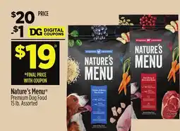Dollar General Nature's Menu Premium Dog Food offer