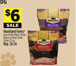 Dollar General Heartland Farms Dog Treats Wavy Strips Bacon or Beef Jerky Sticks offer