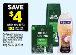 Dollar General Softsoap Body Wash 20 oz. or Irish Spring Body Wash 20-30 oz. or Bar Soap 8 ct offer