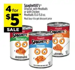 Dollar General SpaghettiO's Original, with Meatballs or with Chicken Meatballs offer