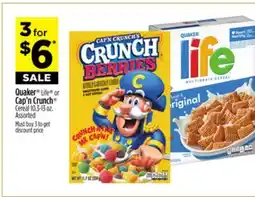Dollar General Quaker Life or Cap'n Crunch Cereal offer
