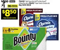 Dollar General Charmin Bath Tissue Ultra Soft 6 Mega Plus rolls or Bounty Paper Towels 4 Double rolls offer