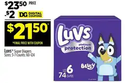 Dollar General Luvs Super Diapers offer