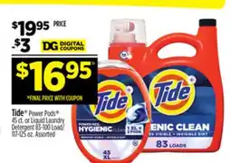 Dollar General Tide Power Pods 45 ct. or Liquid Laundry Detergent 83-100 Load/117-125 oz offer