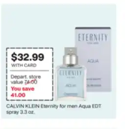 CVS CALVIN KLEIN Eternity for men Aqua EDT spray offer