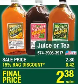 Menards Juice or Tea offer