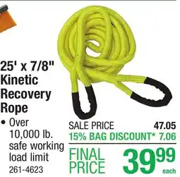 Menards 25' x 7/8 Kinetic Recovery Rope offer