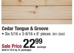 Menards Cedar Tongue & Groove offer